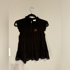 Monteau Black Ruffled Blouse Size S